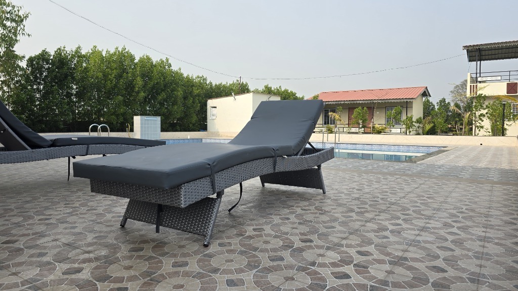 Poolside Sunbeds at Krishna Farm